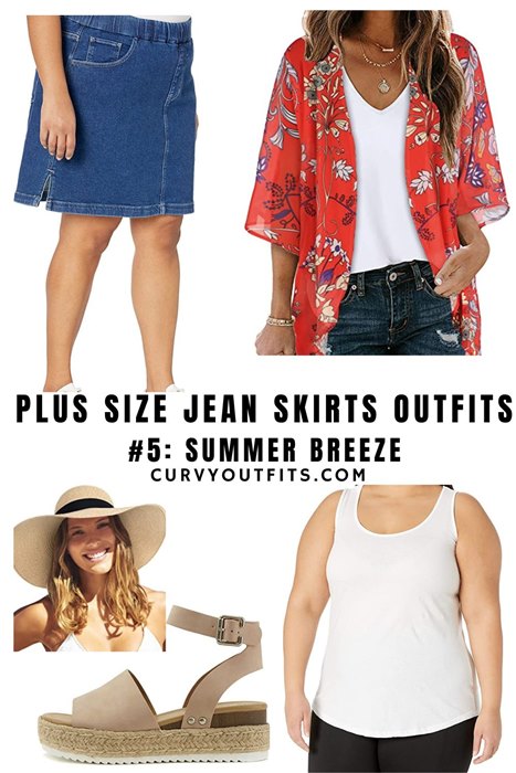 Plus Size Jean Skirts outfit 