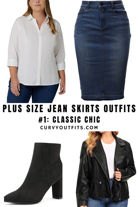 Plus Size Jean Skirts outfit