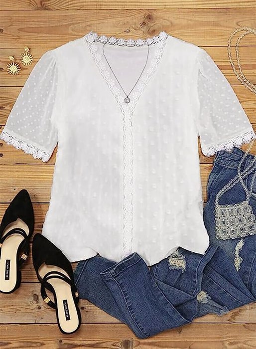 plus size shirts for women white lace blouse