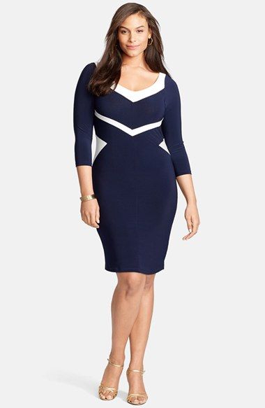 Stylish color block dresses for plus size women - curvyoutfits.com