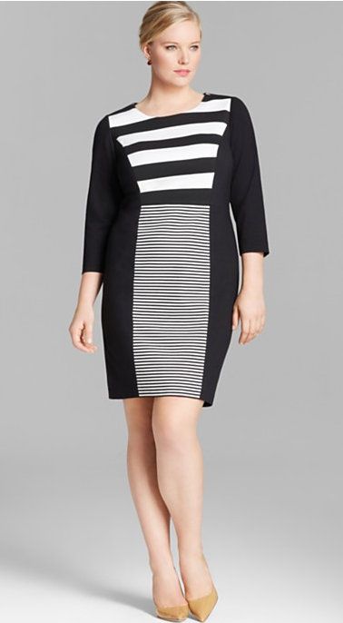 5-chic-black-and-white-plus-size-dresses-3 | curvyoutfits.com