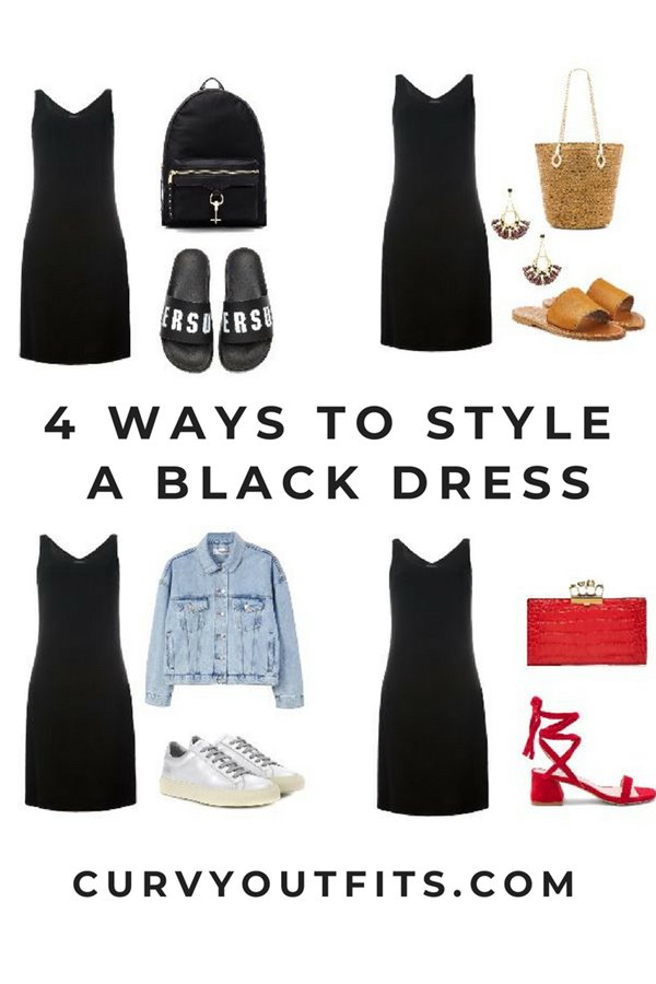 4 ways to style a black dress-plus size (600 x 900) | curvyoutfits.com
