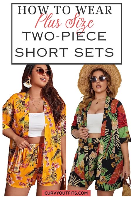Plus-Size Two-Piece Short Sets tropical